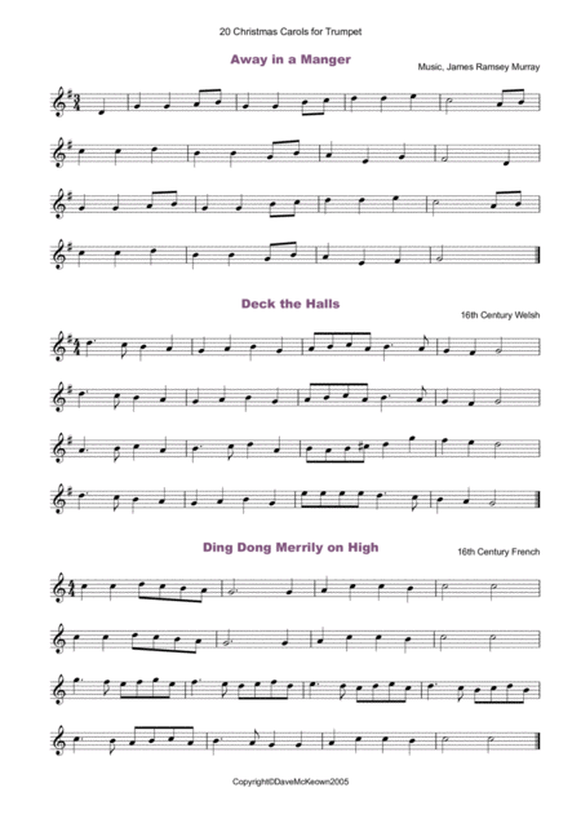 20 Favourite Christmas Carols for solo Trumpet and Piano image number null
