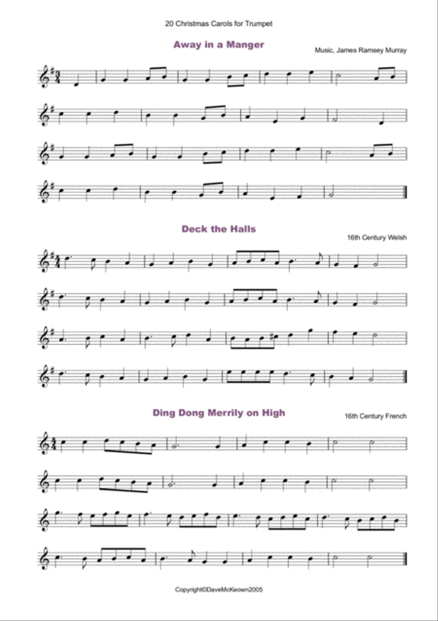 20 Favourite Christmas Carols for solo Trumpet and Piano B-Flat Trumpet scores gallery preview page 2