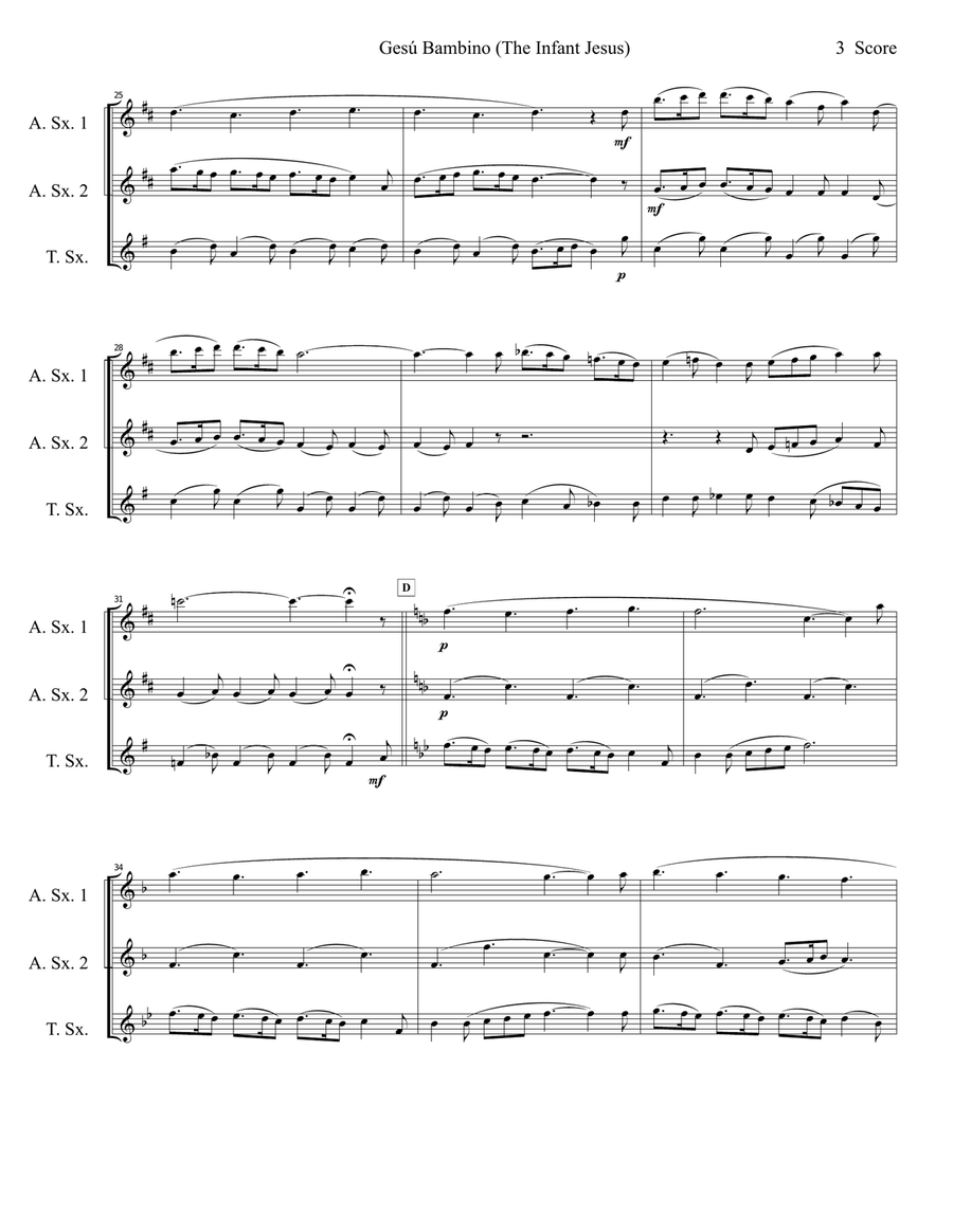 Gesu Bambino (Infant Jesus) for Saxophone Trio Woodwind Trio scores gallery preview page 4