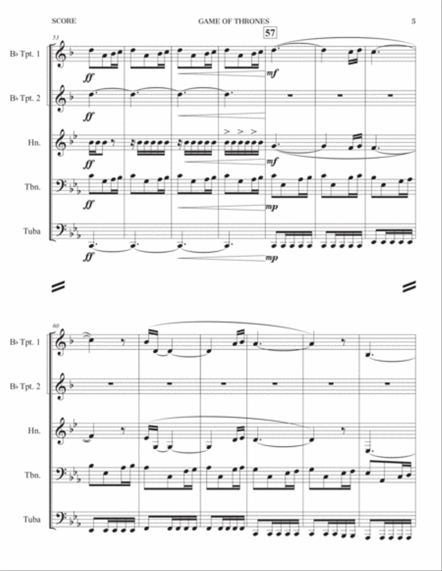Game Of Thrones Brass Ensemble scores gallery preview page 5