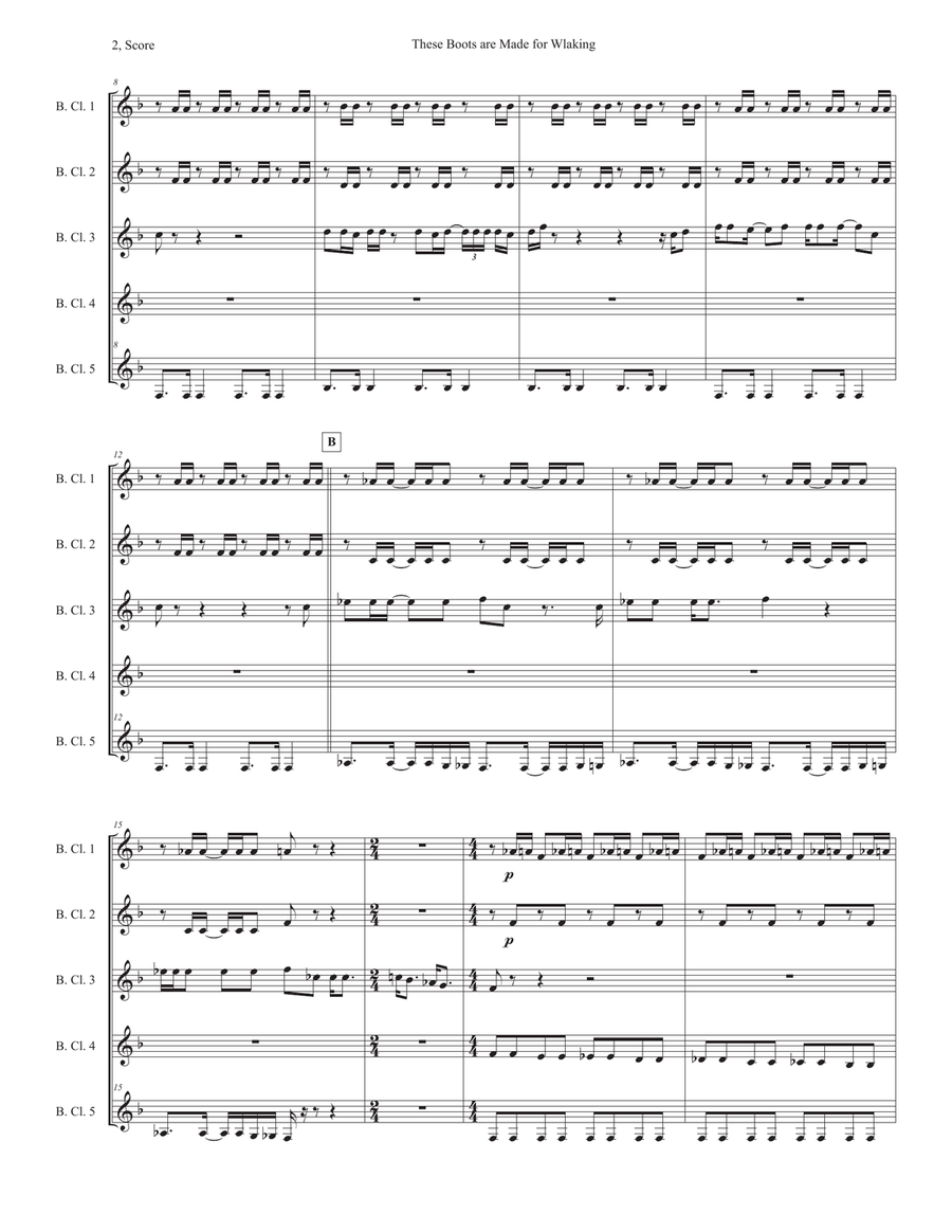 These Boots Are Made For Walkin' Woodwind Quintet scores gallery preview page 2