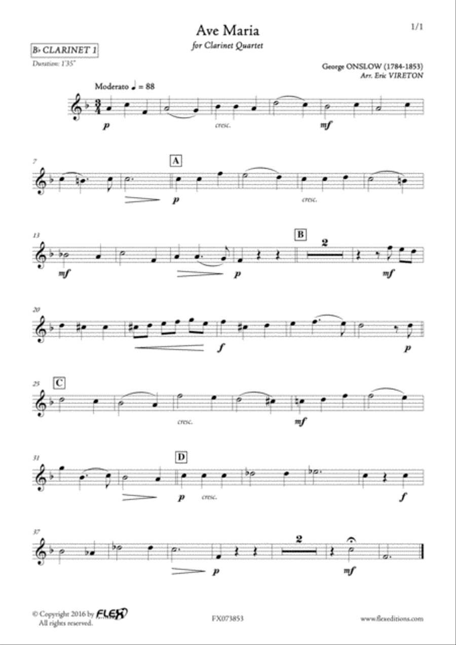 Ave Maria Ave Maria Clarinet Quartet scores gallery preview page 4