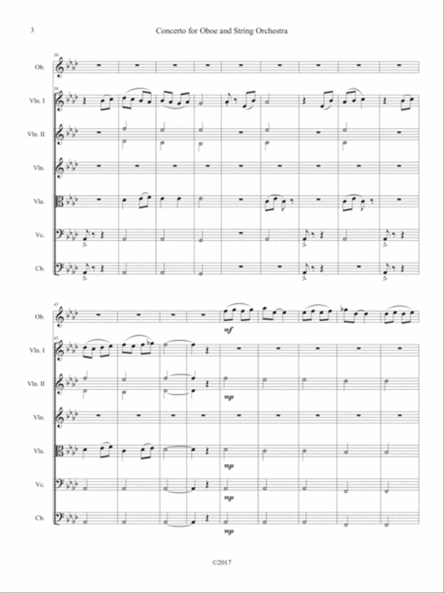 Far and Away: Concerto for Oboe and String Orchestra in A flat Major (9x12) Chamber Orchestra scores gallery preview page 6