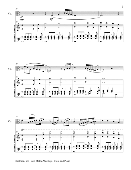BRETHREN, WE HAVE MET TO WORSHIP (Duet – Viola and Piano/Score and Parts) image number null