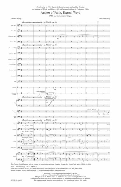 Author of Faith, Eternal Word (Downloadable Orchestra Score)