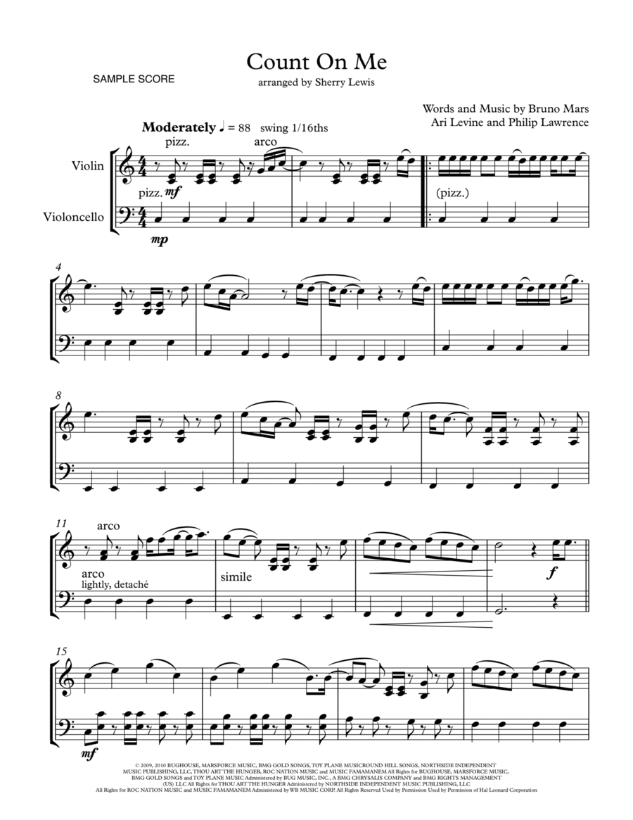 Count On Me String Duet scores gallery preview page 1