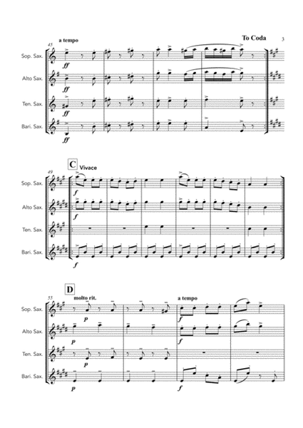 Hungarian Dance No. 5, Brahms - SATB saxophone quartet image number null