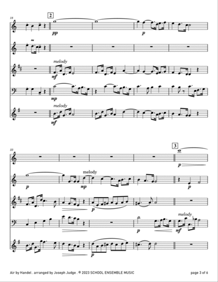 Air by Handel for Woodwind Quartet in Schools Air by Handel for Woodwind Quartet in Schools Woodwind Quartet scores gallery preview page 3