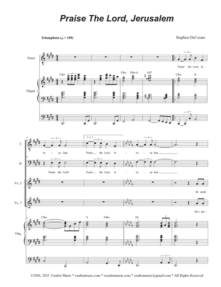Praise The Lord, Jerusalem (Duet for Tenor and Bass solo) image number null