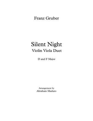 Silent Night Violin Viola Duet Two Tonalities Included