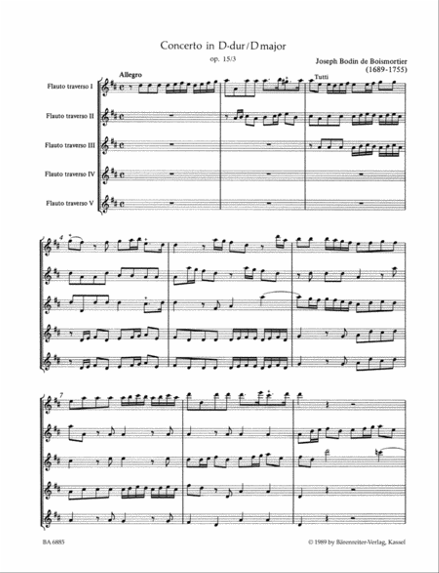 Six Concerts for five Flutes op. 15 Flute scores gallery preview page 2