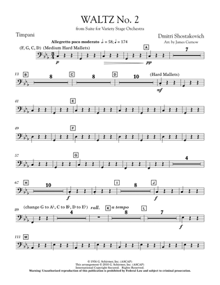 Waltz No. 2 (from Suite For Variety Stage Orchestra) - Timpani