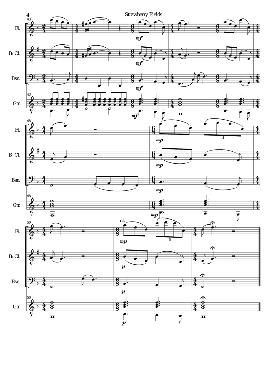 Strawberry Fields Forever Bassoon scores gallery preview page 4