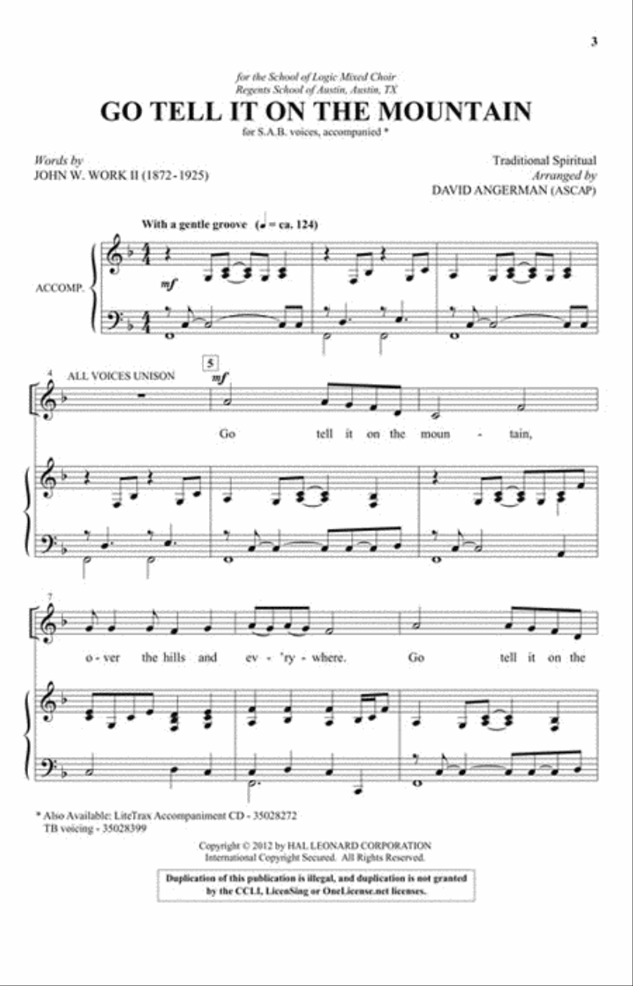 Go, Tell It on the Mountain 3-Part scores gallery preview page 2
