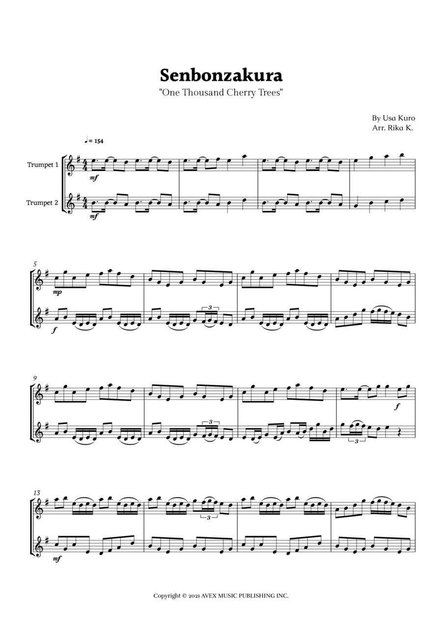 Senbonzakura Trumpet Duet scores gallery preview page 1