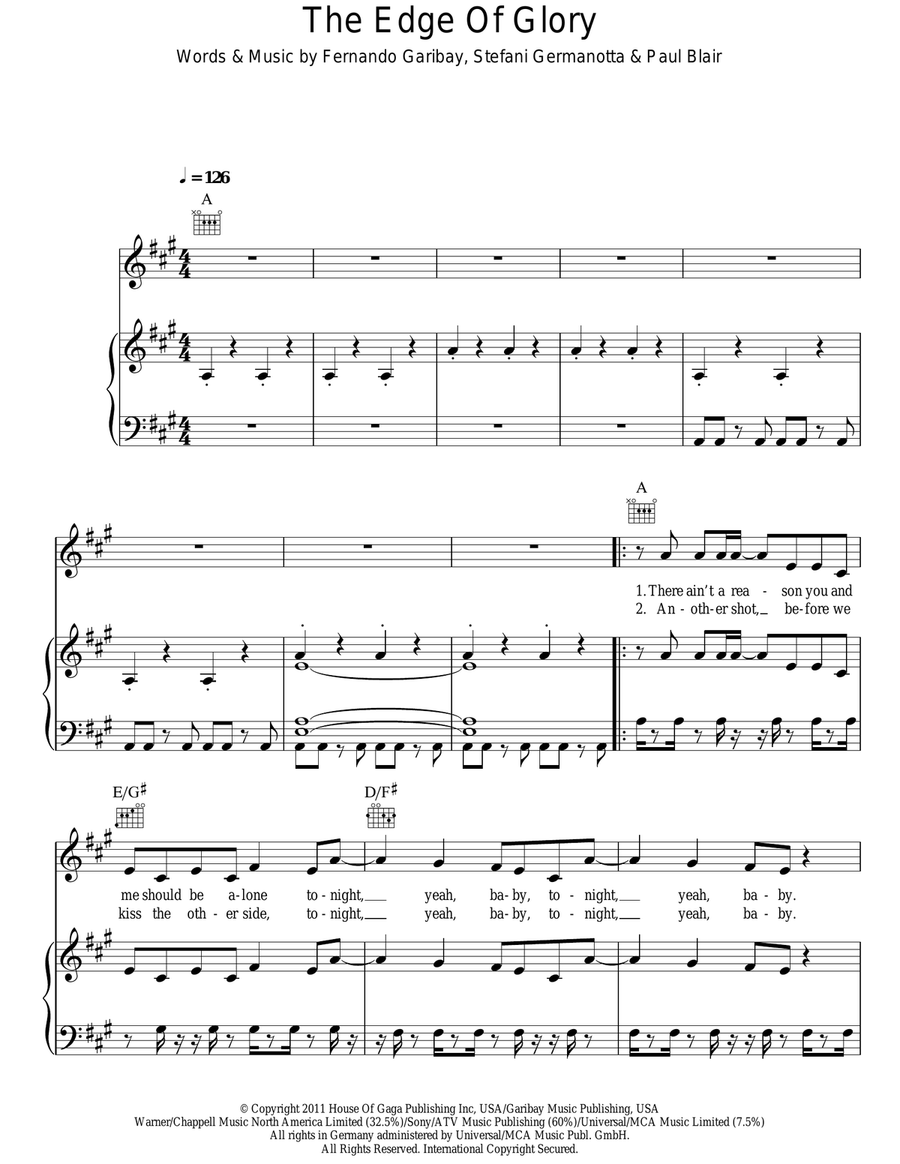 The Edge Of Glory Acoustic Guitar scores gallery preview page 1
