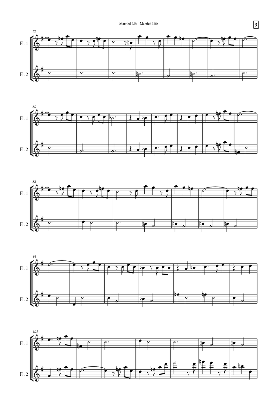 Married Life Flute Duet scores gallery preview page 3