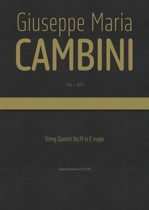 Cambini - String Quintet No.19 in E major