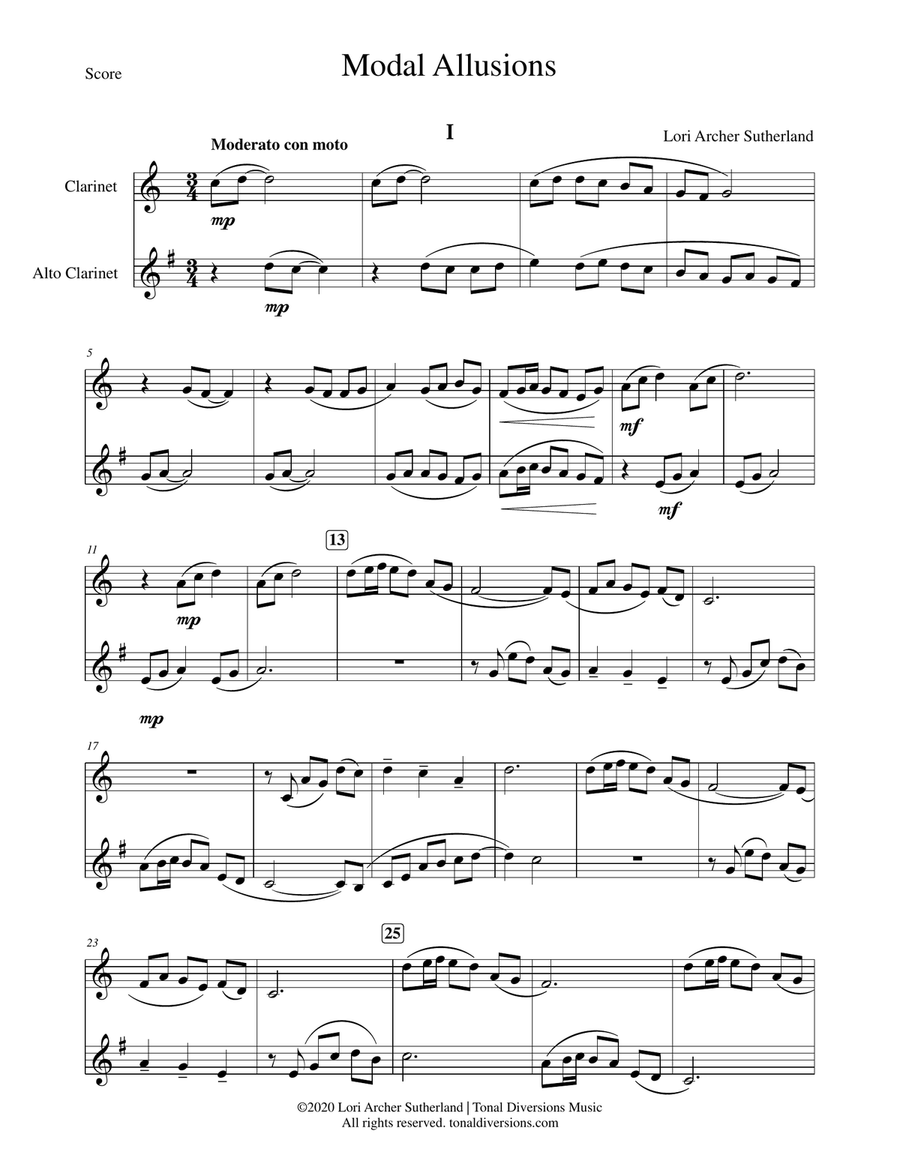 Modal Allusions Clarinet Duet scores gallery preview page 3