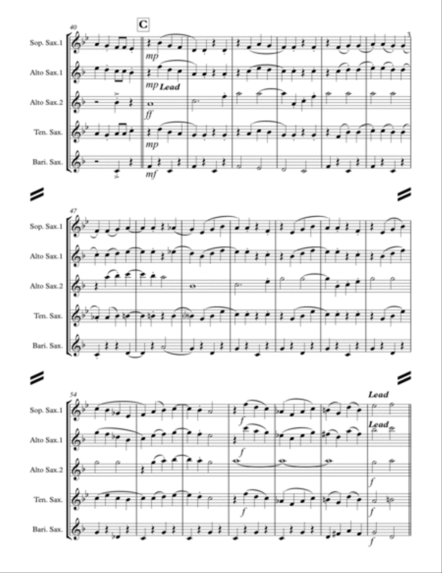 We Need A Little Christmas Saxophone Quartet scores gallery preview page 4