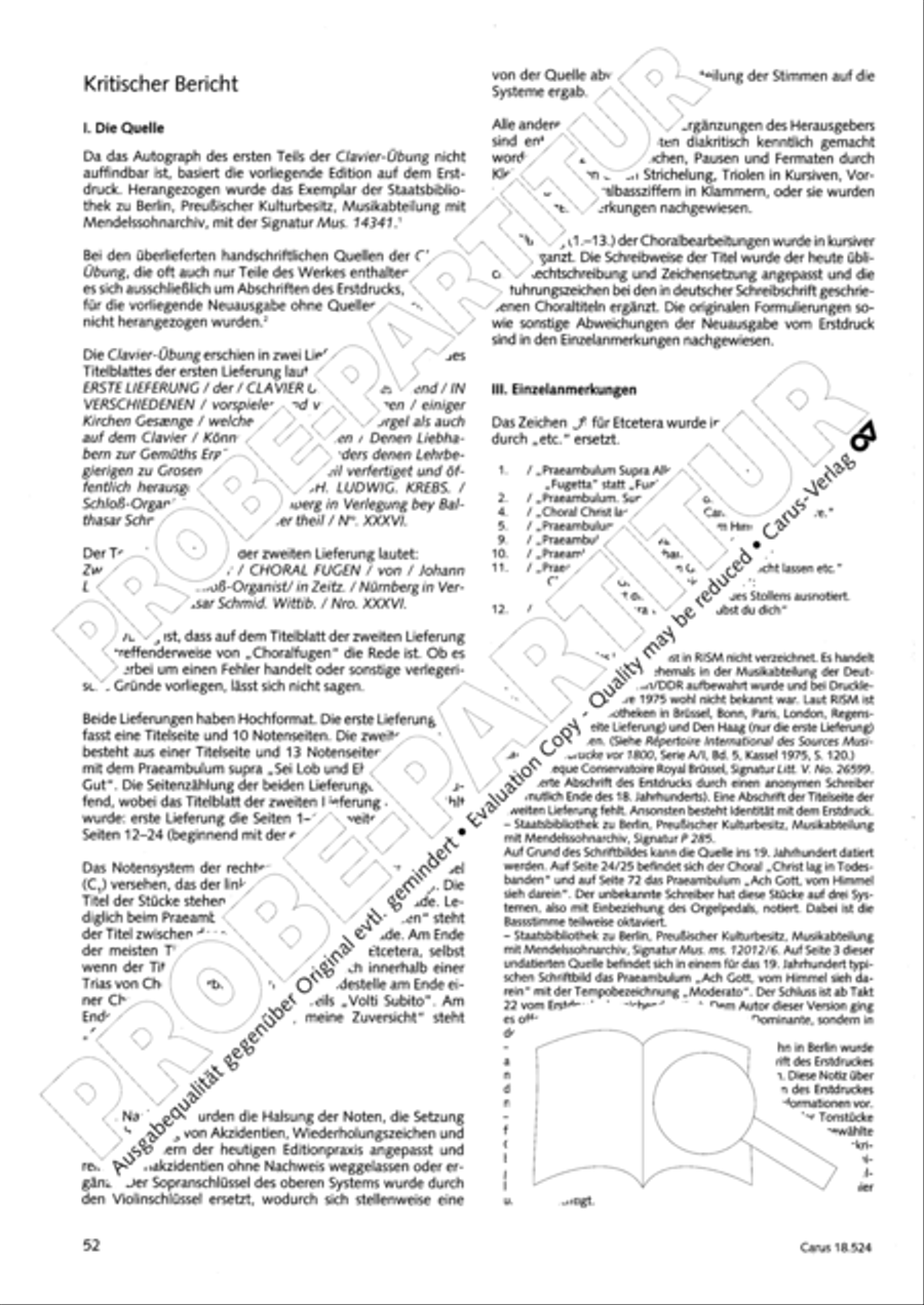 Chorale arrangements. First part of the Clavier-Ubung