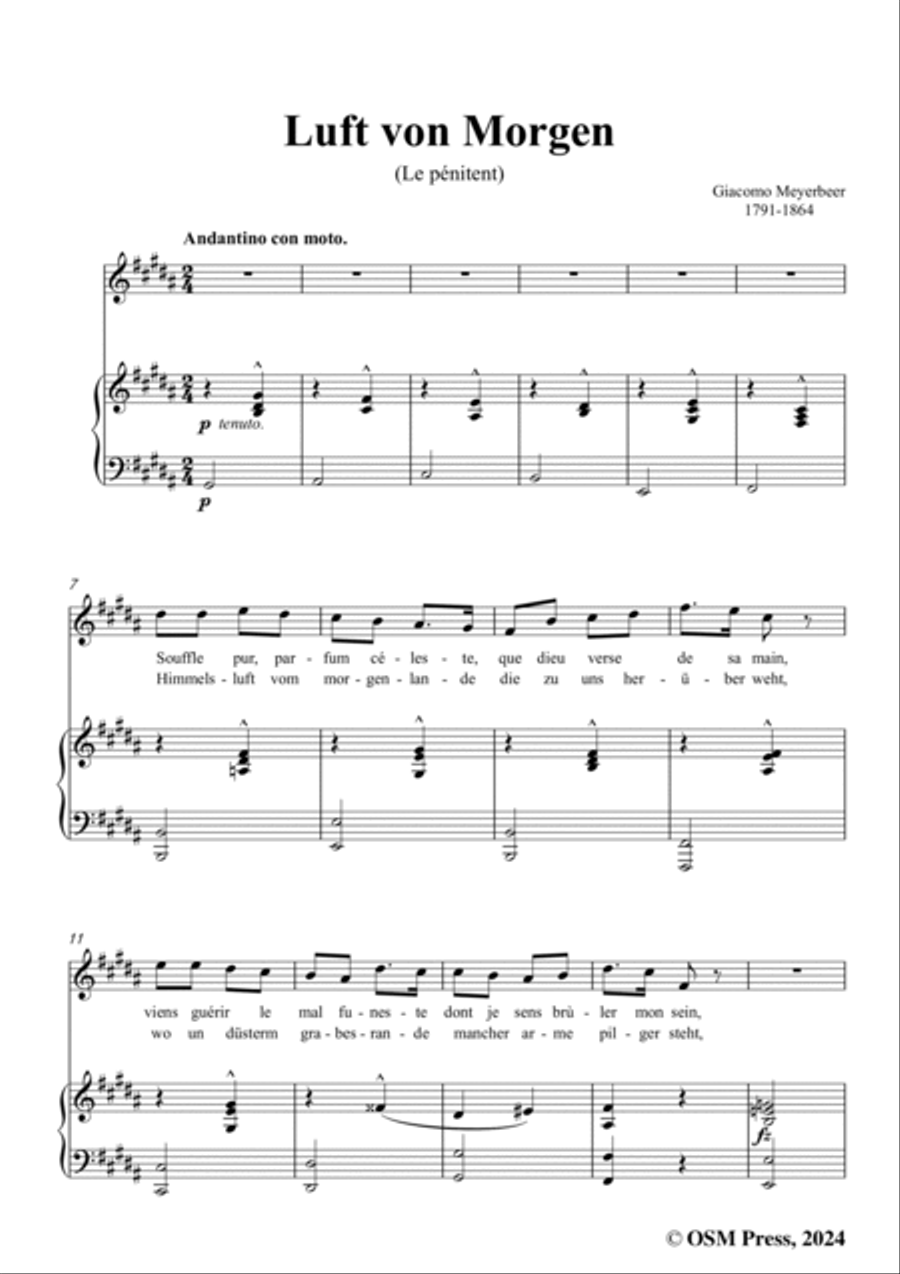 Meyerbeer-Luft von Morgen(Le pénitent),in B Major Voice scores gallery preview page 3
