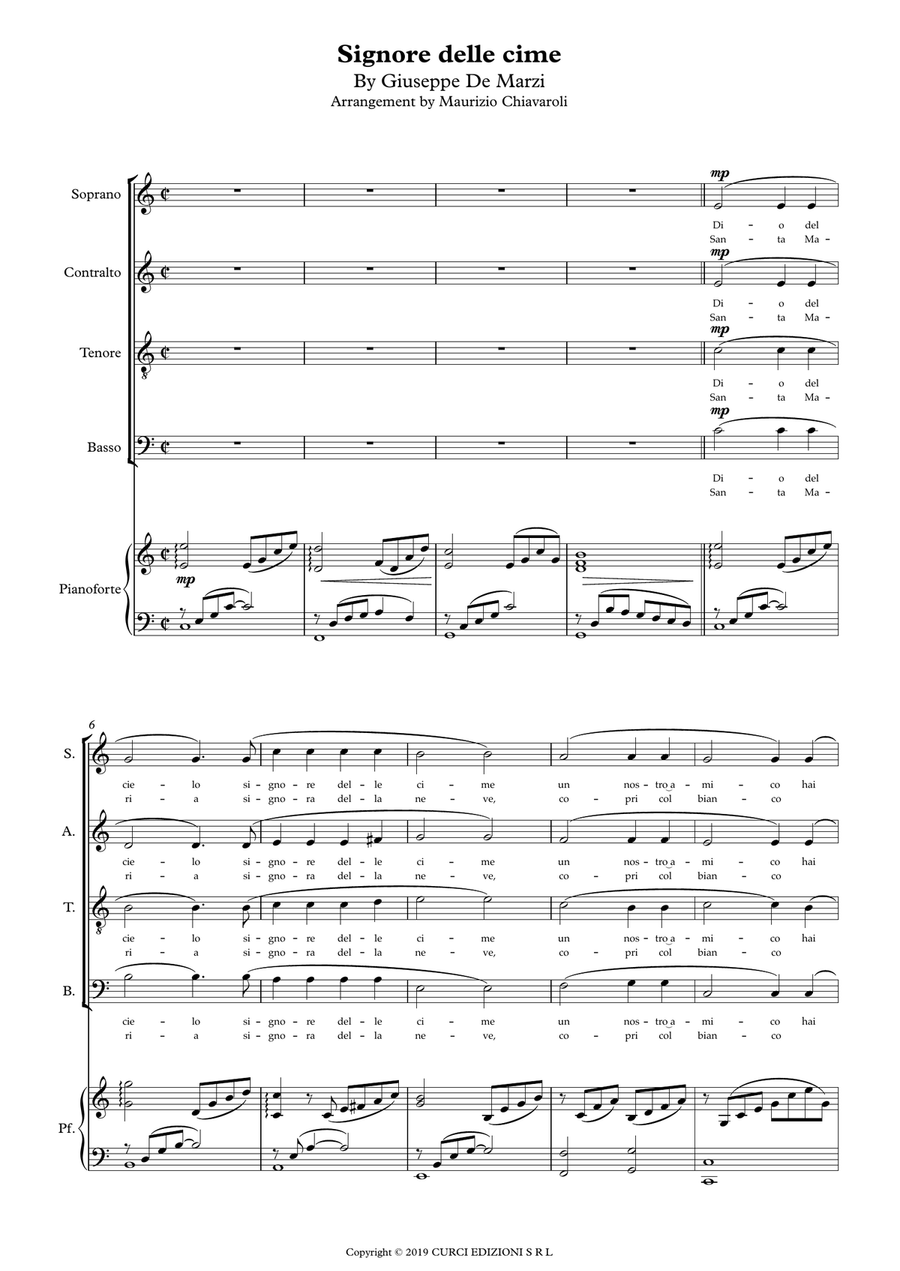 Signore Delle Cime 4-Part scores gallery preview page 1