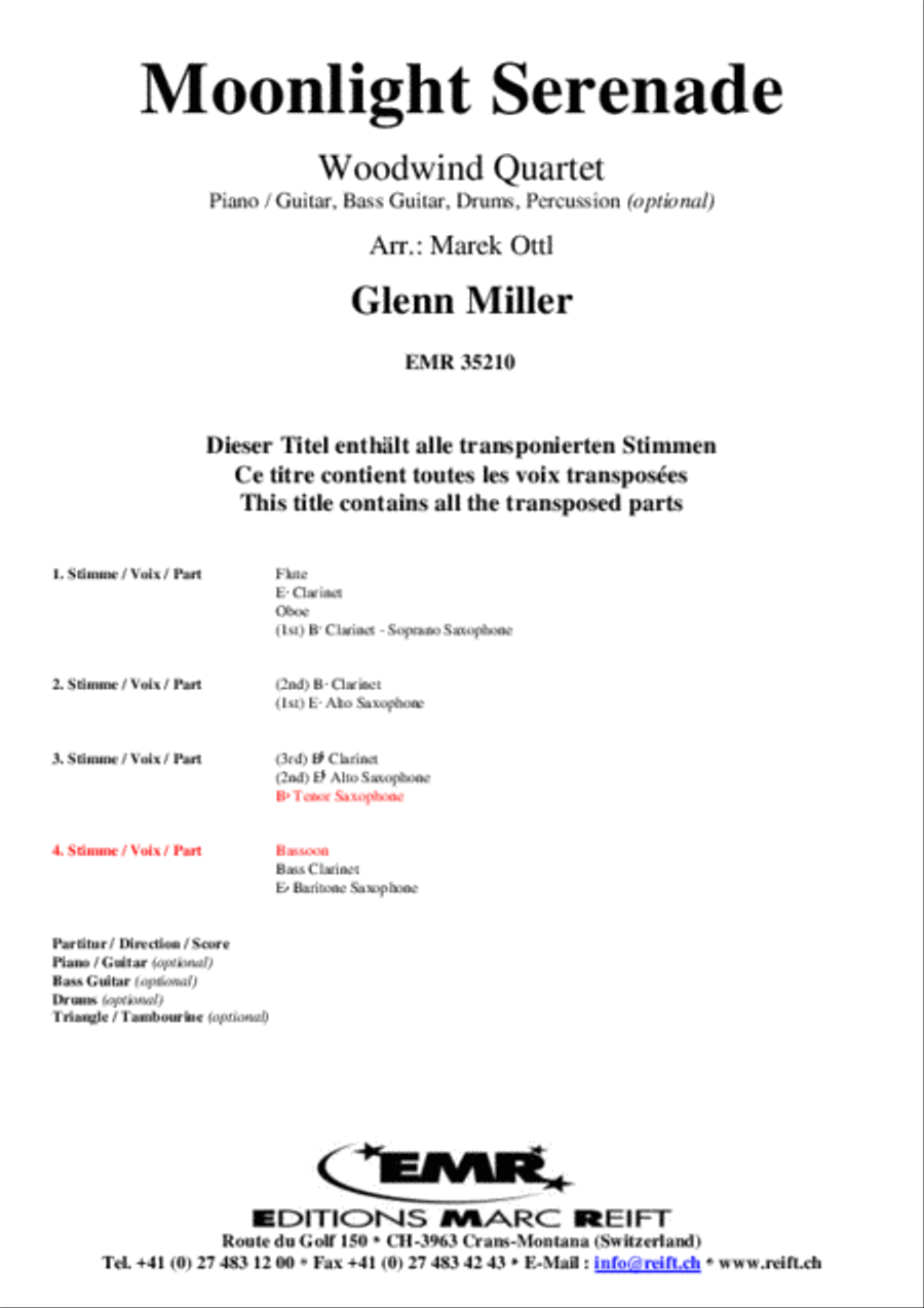 Moonlight Serenade Woodwind Quartet scores gallery preview page 2