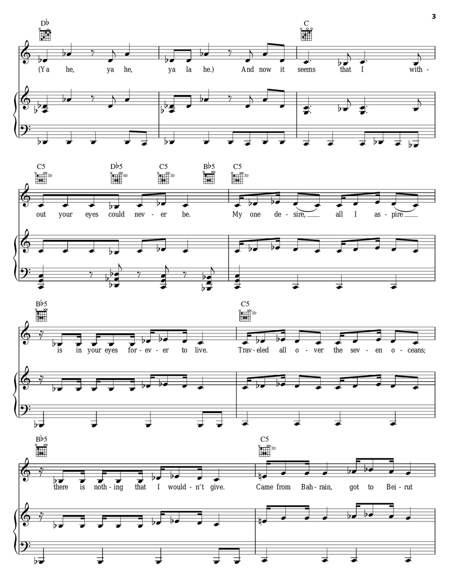 Eyes Like Yours (Ojos Asi) Piano, Vocal, Guitar scores gallery preview page 3