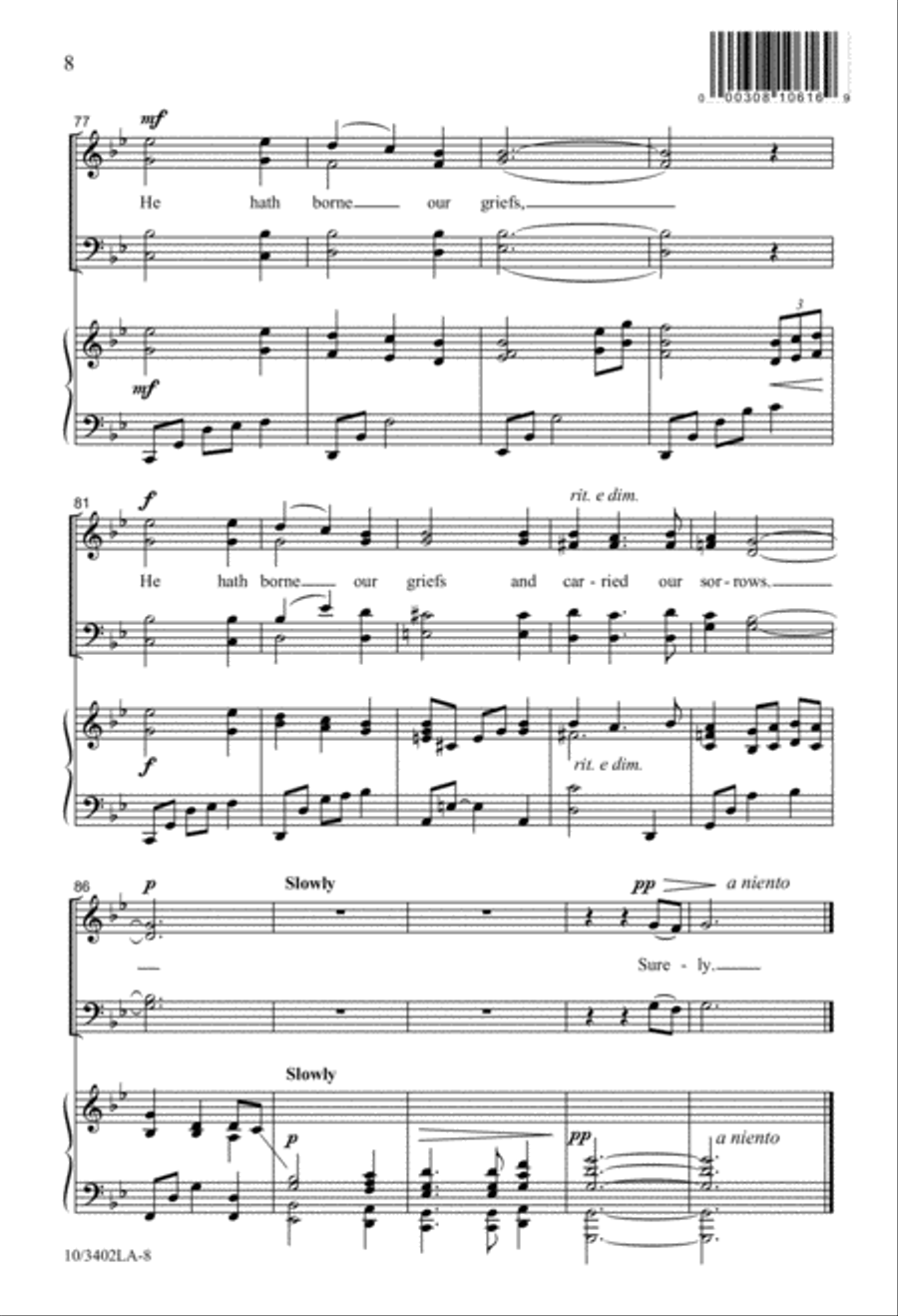 Surely, He Hath Borne Our Griefs 4-Part scores gallery preview page 8