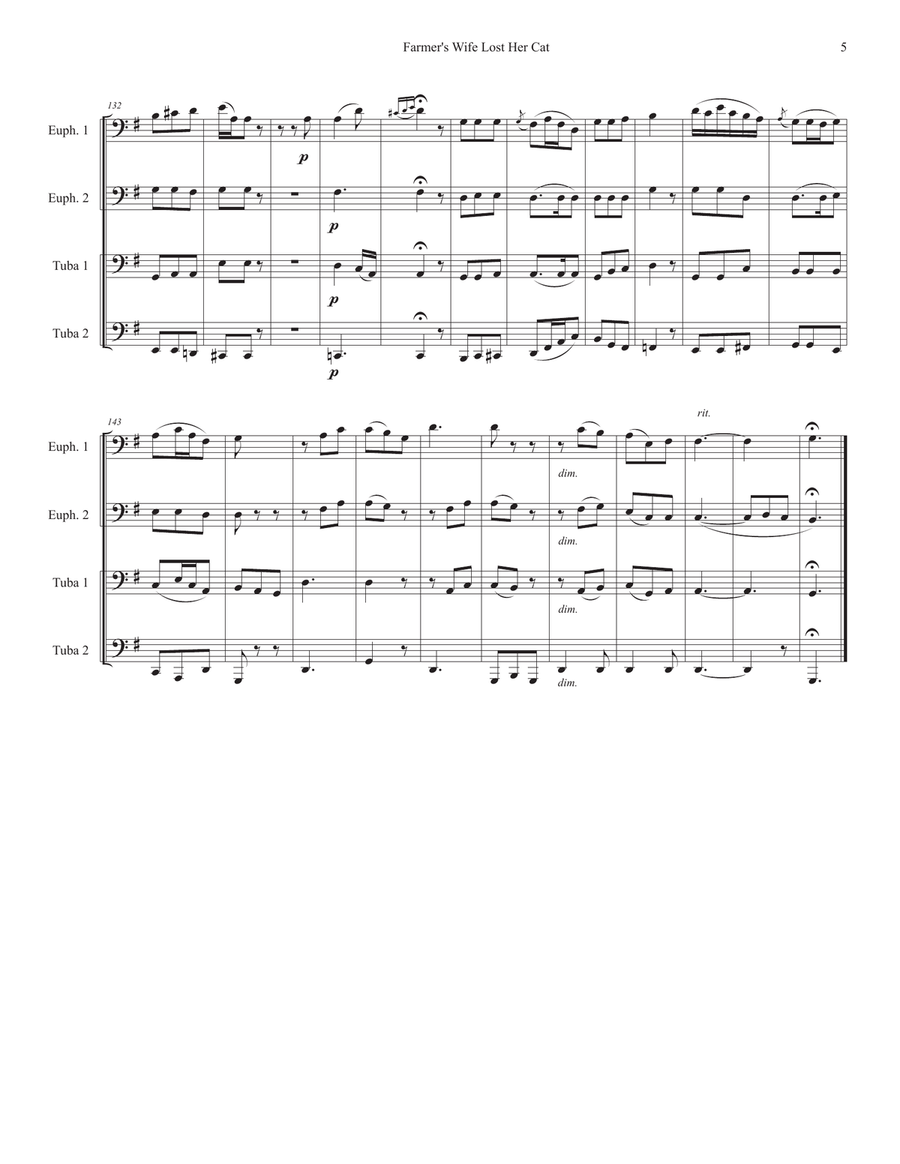 Farmer's Wife Lost Her Cat Brass Quartet scores gallery preview page 5