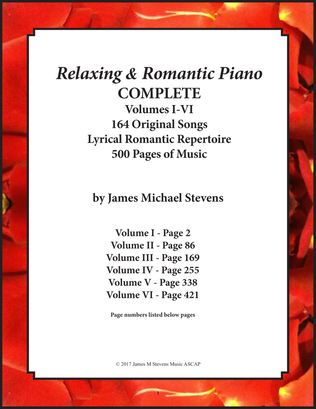 Book cover for Relaxing & Romantic Piano COMPLETE - Volumes I - VI