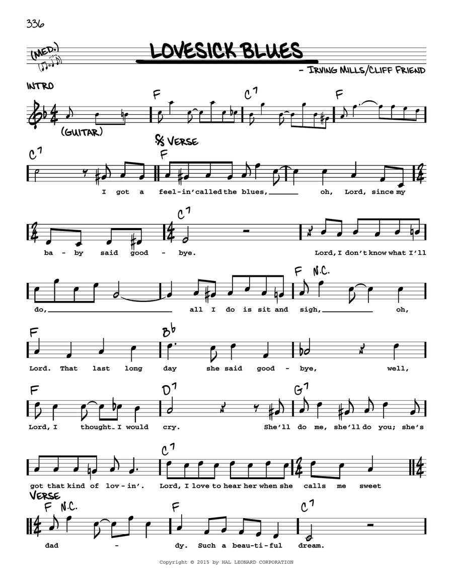 Lovesick Blues Voice scores gallery preview page 1