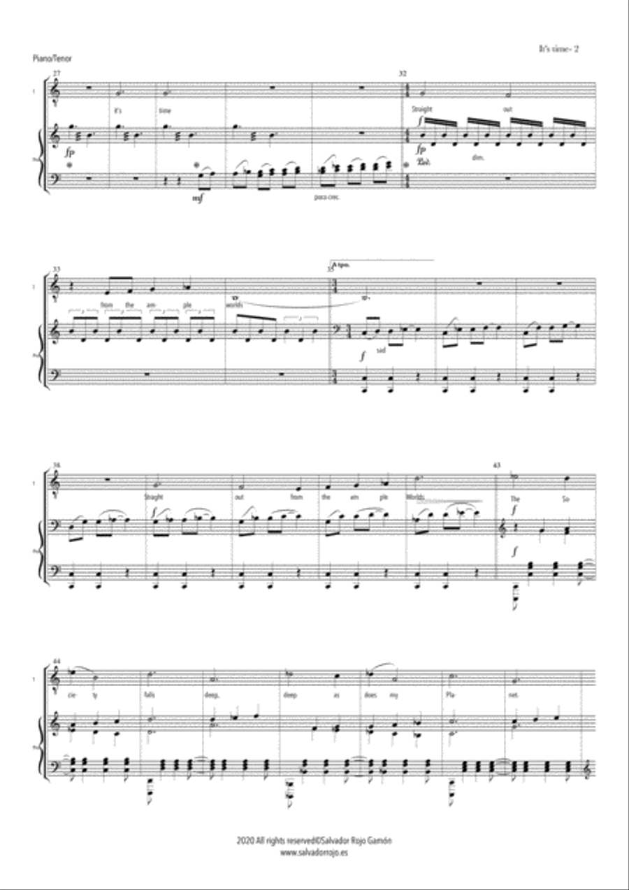 Time Arranged for Tenor soloist and Piano Tenor Voice scores gallery preview page 3