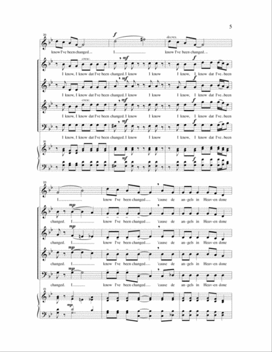 I Know I've Been Changed 4-Part scores gallery preview page 9