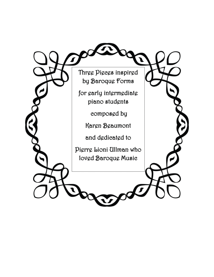 Three Pieces Inspired by Baroque Forms Easy Piano scores gallery preview page 1
