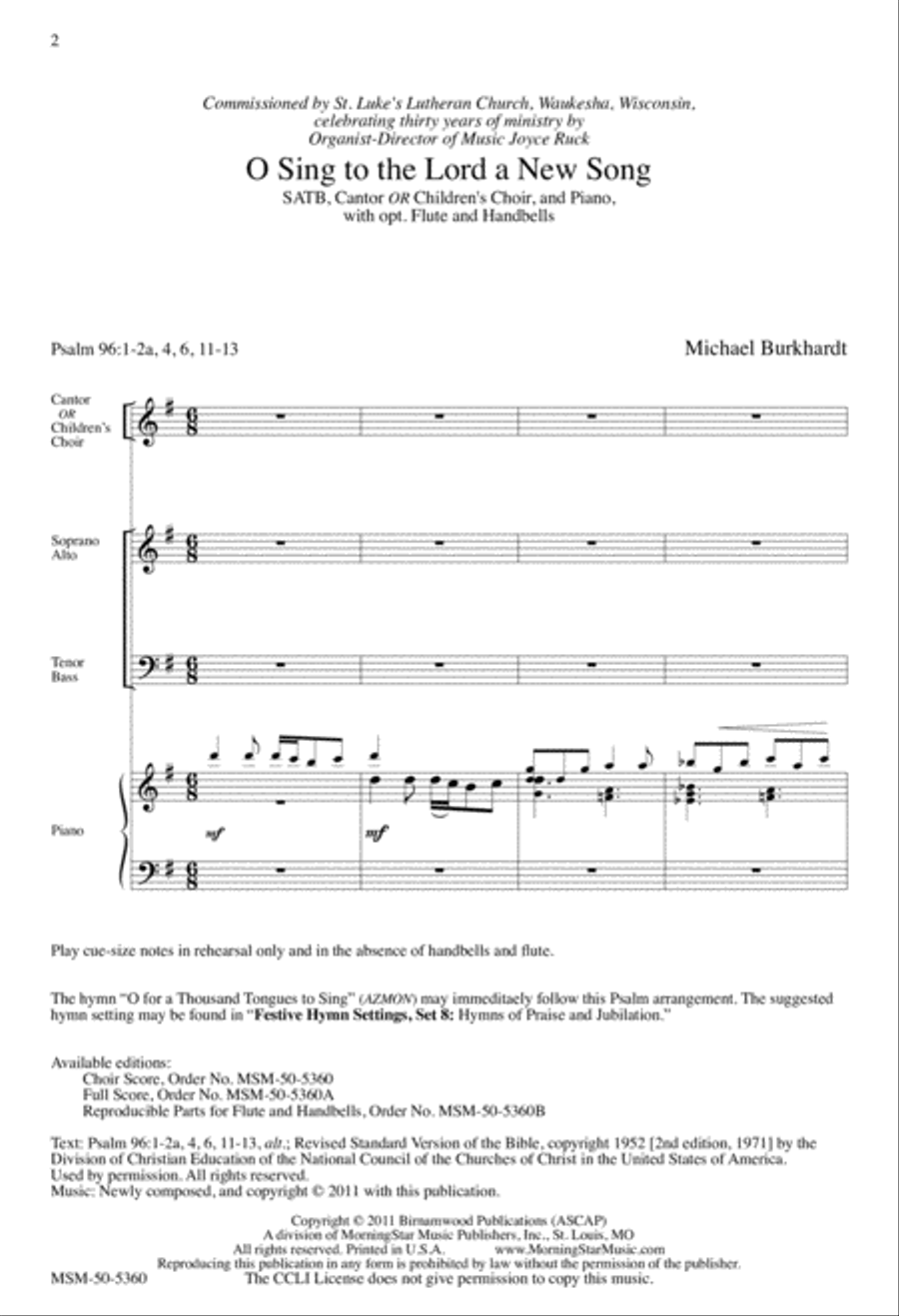O Sing to the Lord a New Song 4-Part scores gallery preview page 2