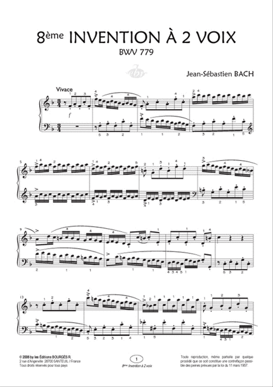 8ème Invention à 2 voix BWV 779 (Collection Anacrouse) Piano Solo scores gallery preview page 2