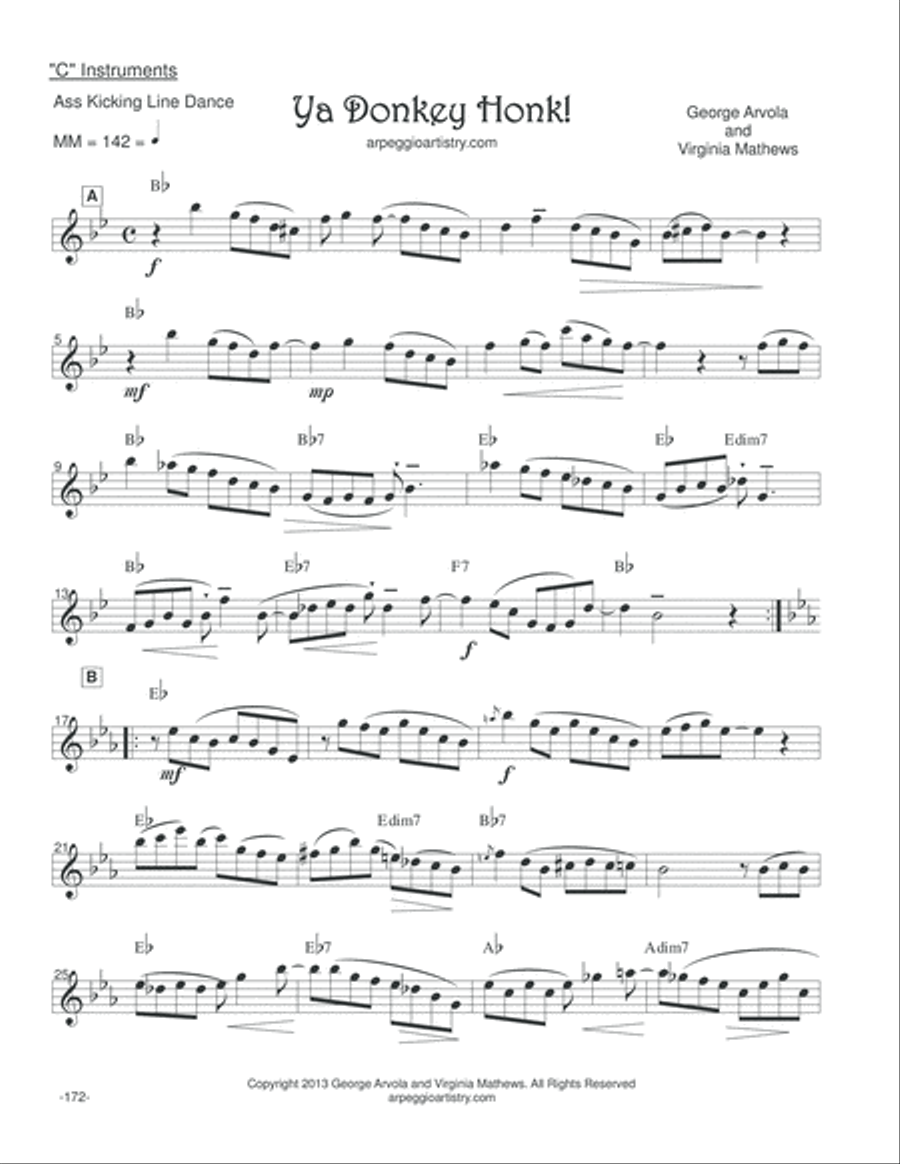 Ya Donkey Honk, flute or violin. Jazz Ensemble scores gallery preview page 2