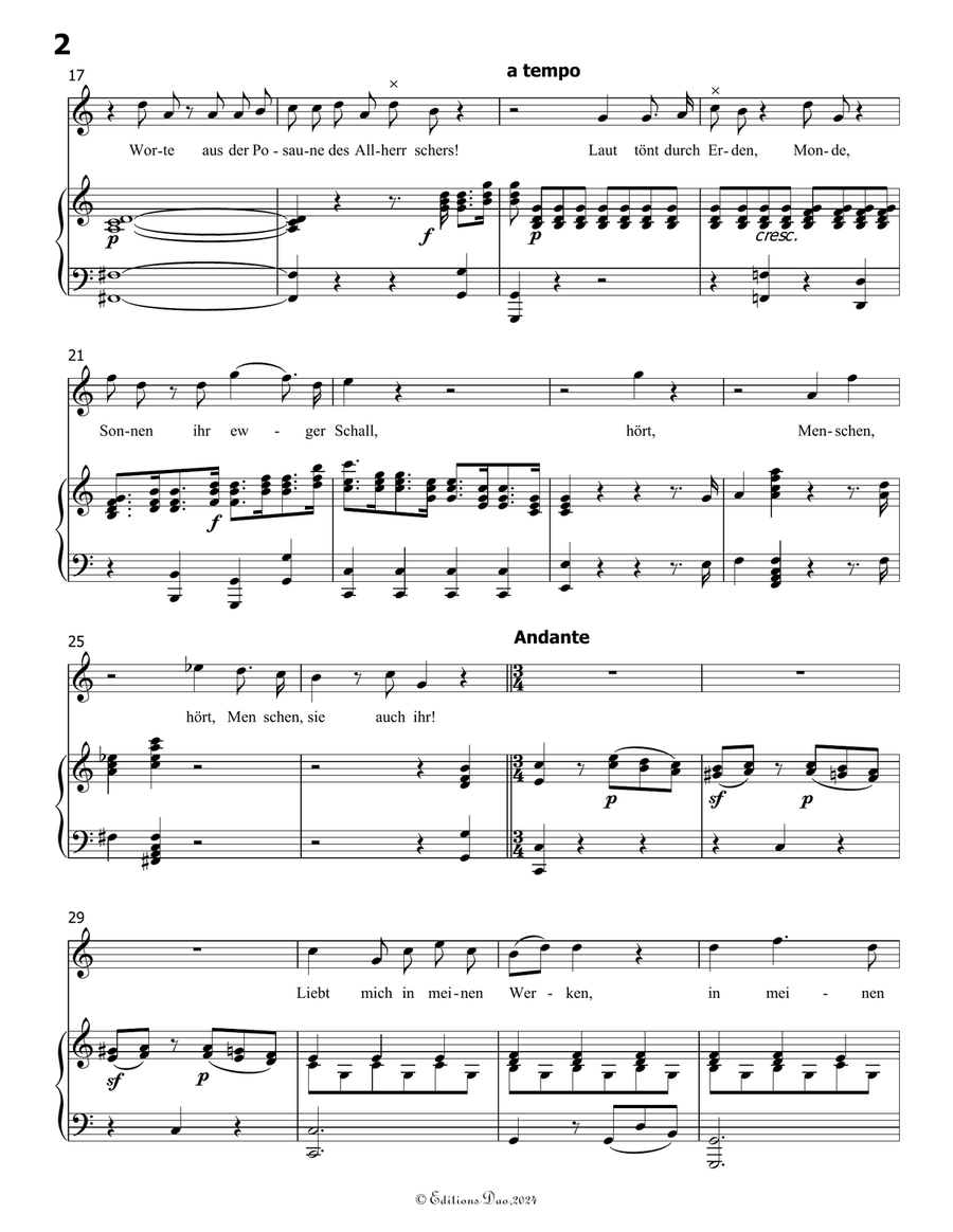 Die ihr des unermeβlichen weltalls, by Mozart, K.V.619, in C Major Piano, Vocal scores gallery preview page 4