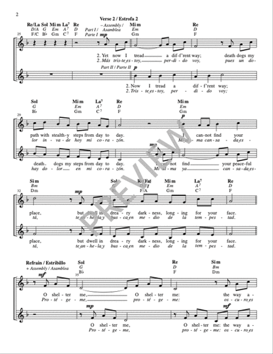 Shelter Me / Protégeme, Twopart edition Guitar edition by Jan Michael Joncas 2Part Sheet