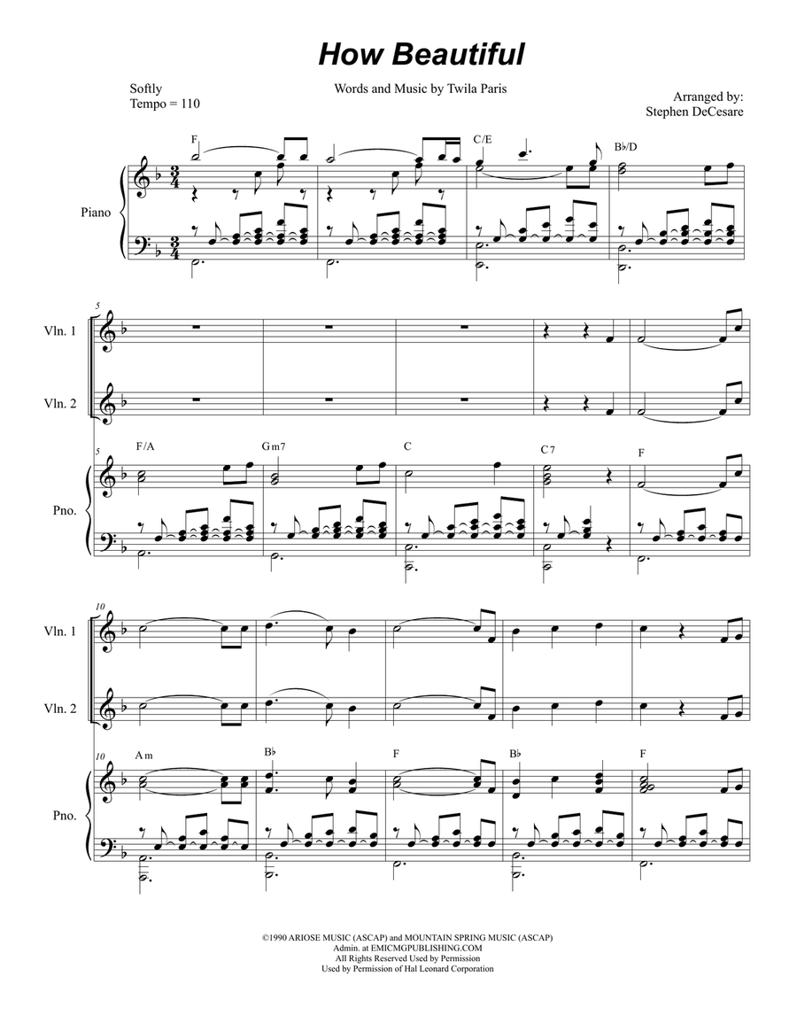 How Beautiful String Quartet scores gallery preview page 1