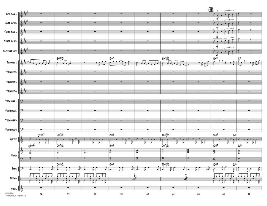 The Fool on the Hill (Flugelhorn Feature) - Full Score Jazz Ensemble scores gallery preview page 5