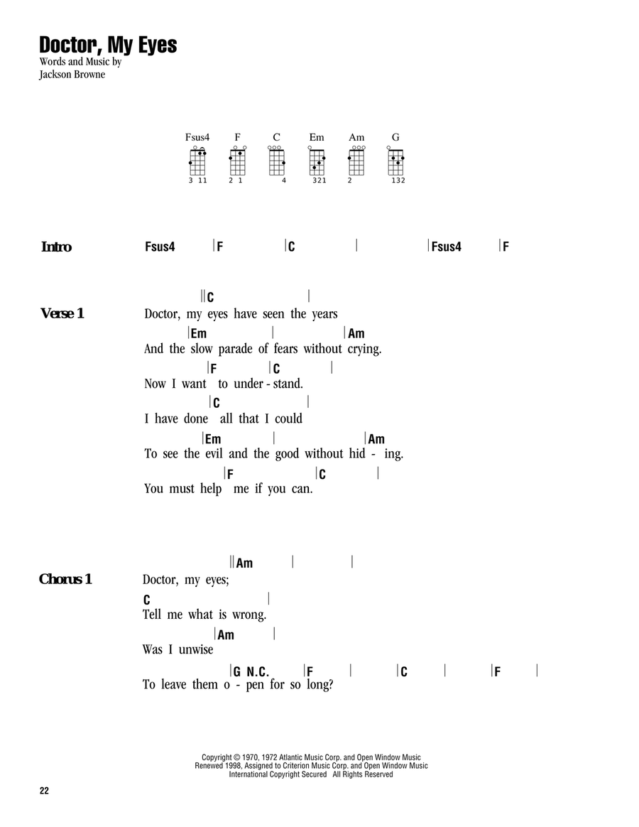 Doctor, My Eyes Doctor, My Eyes Ukulele scores gallery preview page 1