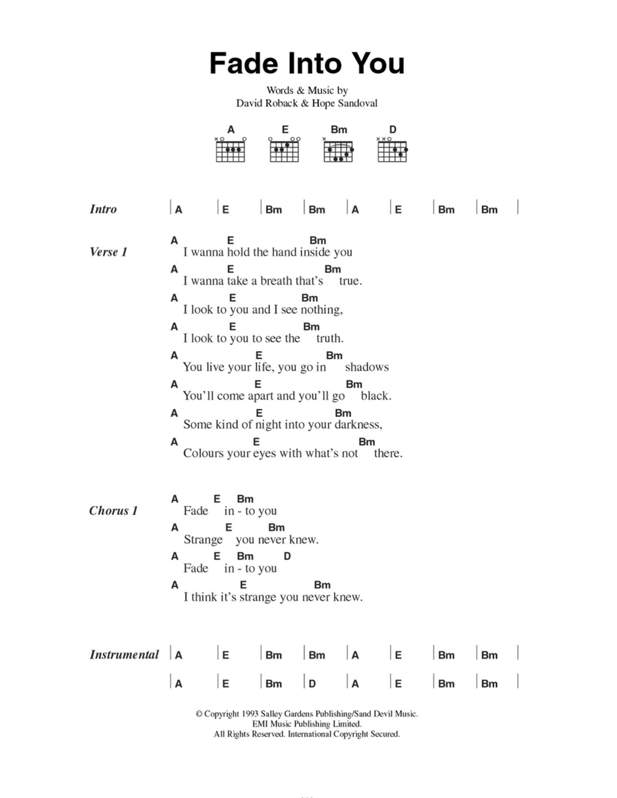 Fade Into You Easy Guitar scores gallery preview page 1
