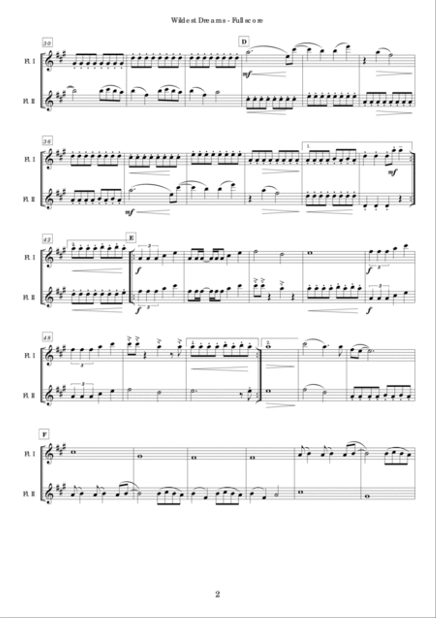 Wildest Dreams Flute Duet scores gallery preview page 2