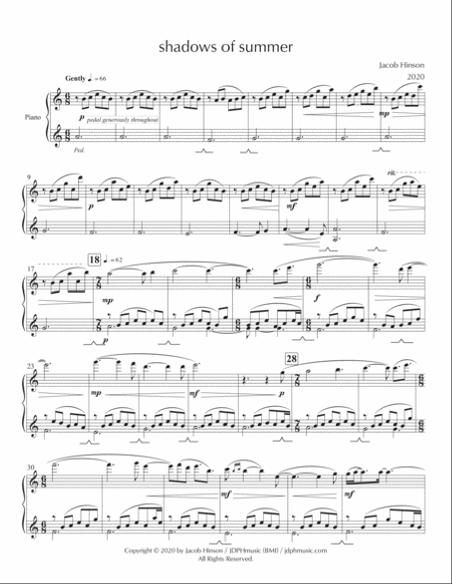 Shadows of Summer - Piano Solo Piano Solo scores gallery preview page 2