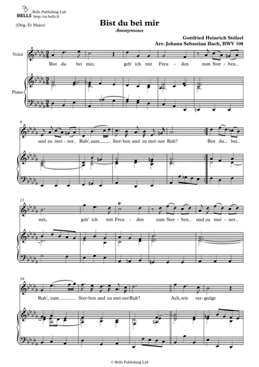 Bist du bei mir, BWV 508 (2) (D-flat Major)