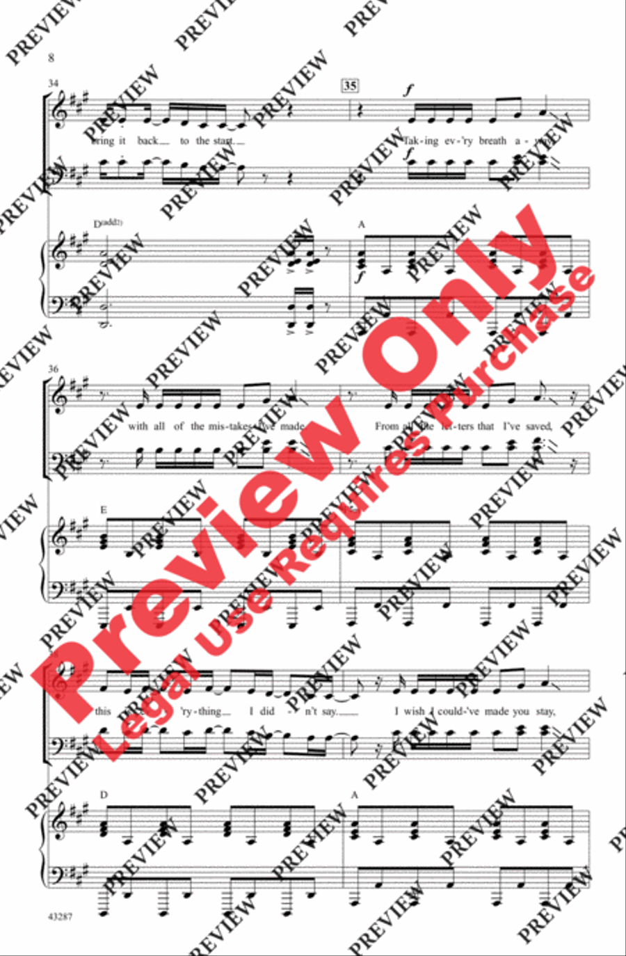 Everything I Didn't Say 4-Part scores gallery preview page 8