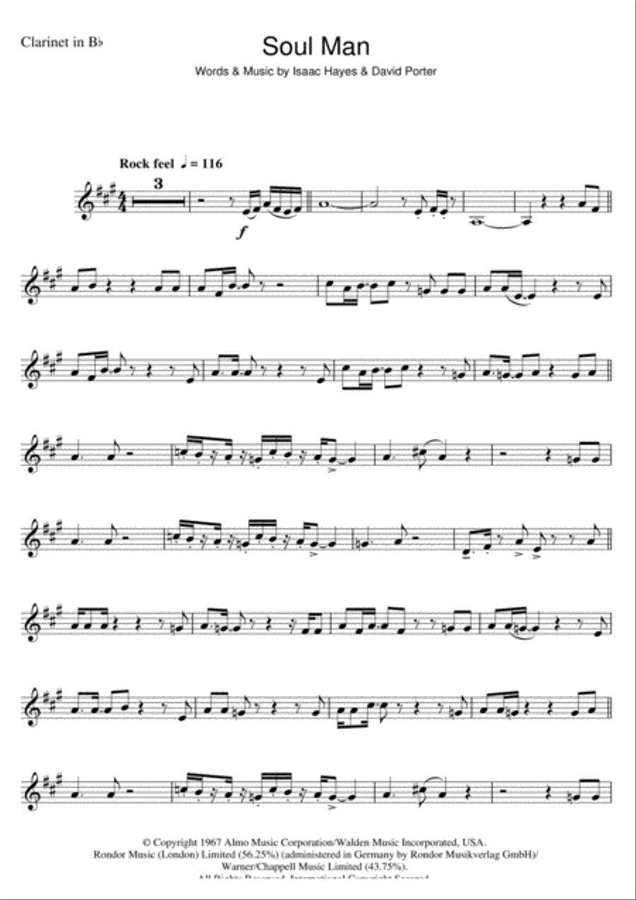Soul Man Soul Man Clarinet Solo scores gallery preview page 1